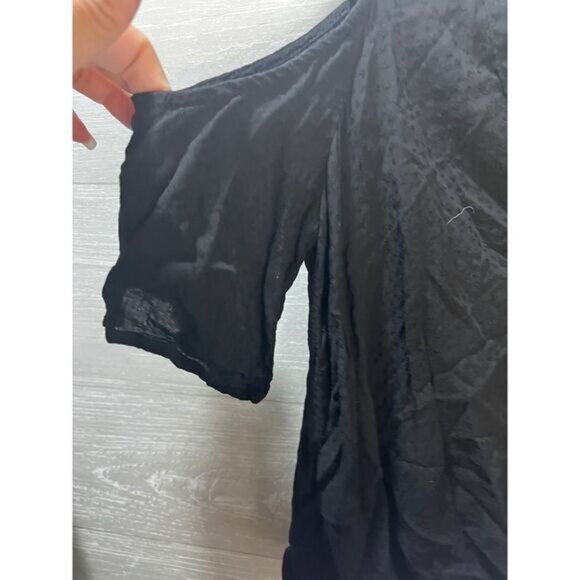 LUSH Black Cold Shoulder V Neck Faux Wrap Top XS - Picture 2 of 5